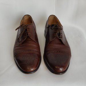 Johnston & Murphy Cellini Brown Made in Italy Cap Toe Dress Shoes Sz 10 M